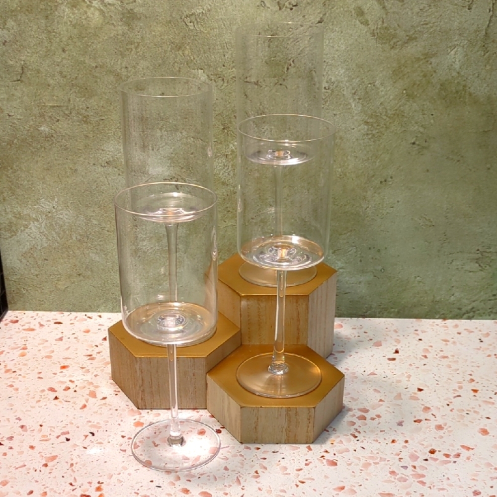 Baclife | Bordeaux Glasses Stemmed Cylinder Shape | Set Of 4 | Boxed